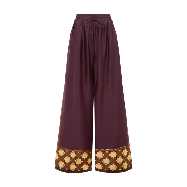 Alemais Wilson Silk Pant  Sustainable Pants with Alemais print -  Luxury Handbags Australian Designer