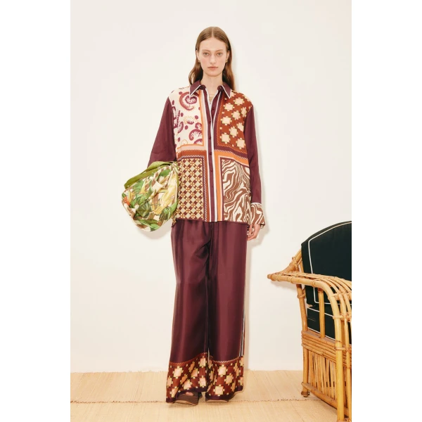 Alemais Wilson Silk Shirt  Sustainable Tops with Alemais print -  Luxury Handbags Australian Designer