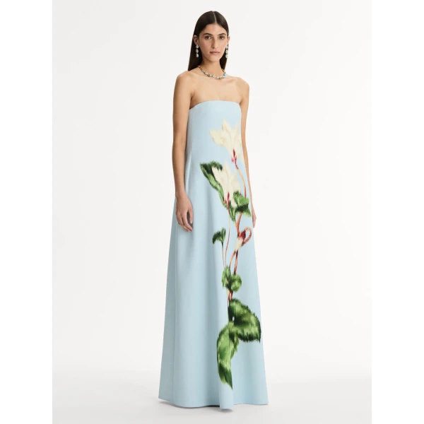 Oscar de la Renta Chiné Cyclamen Strapless Gown - Dresses - American Luxury Evening Wear at Luxury Shoes 