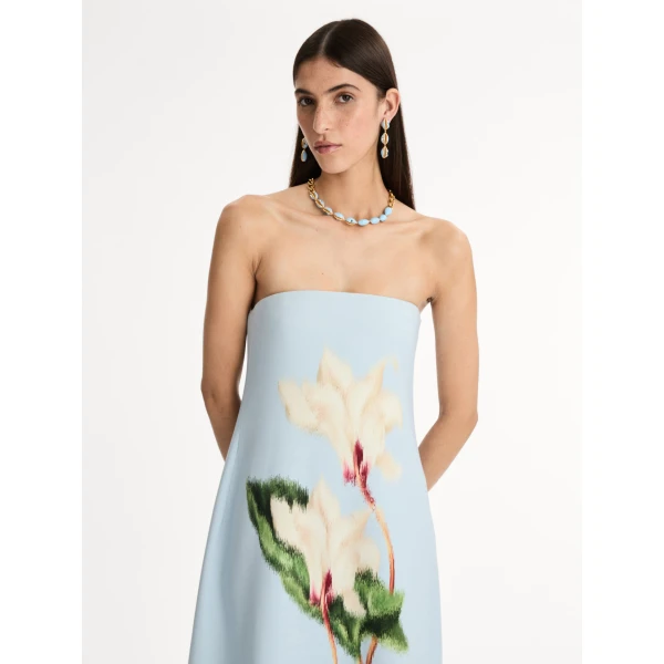 Oscar de la Renta Chiné Cyclamen Strapless Gown - Dresses - American Luxury Evening Wear at Luxury Shoes 