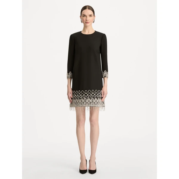 Oscar de la Renta Crystal Wave Embroidered Shift Dress - Dresses - American Luxury Evening Wear at Luxury Shoes 