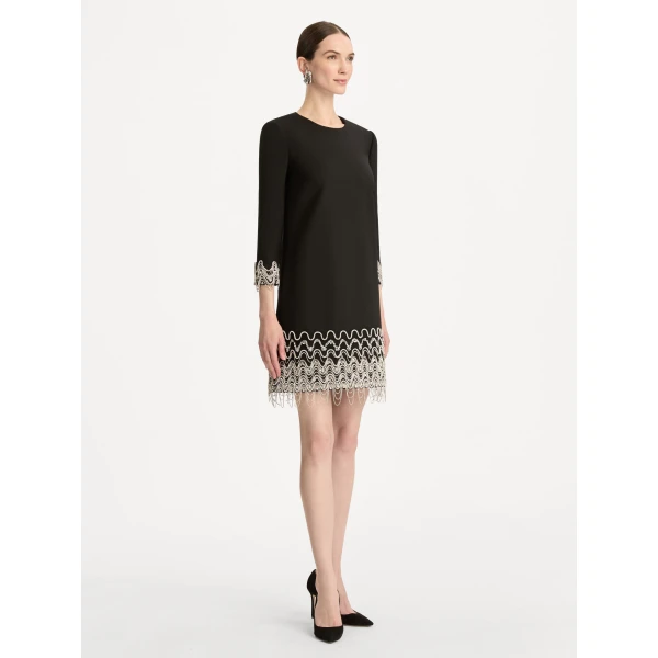 Oscar de la Renta Crystal Wave Embroidered Shift Dress - Dresses - American Luxury Evening Wear at Luxury Shoes 