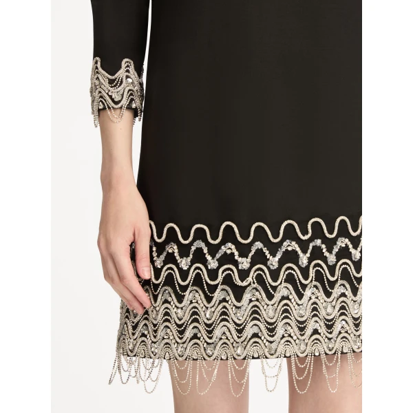 Oscar de la Renta Crystal Wave Embroidered Shift Dress - Dresses - American Luxury Evening Wear at Luxury Shoes 