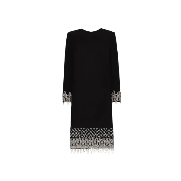 Oscar de la Renta Crystal Wave Embroidered Shift Dress - Dresses - American Luxury Evening Wear at Luxury Shoes 