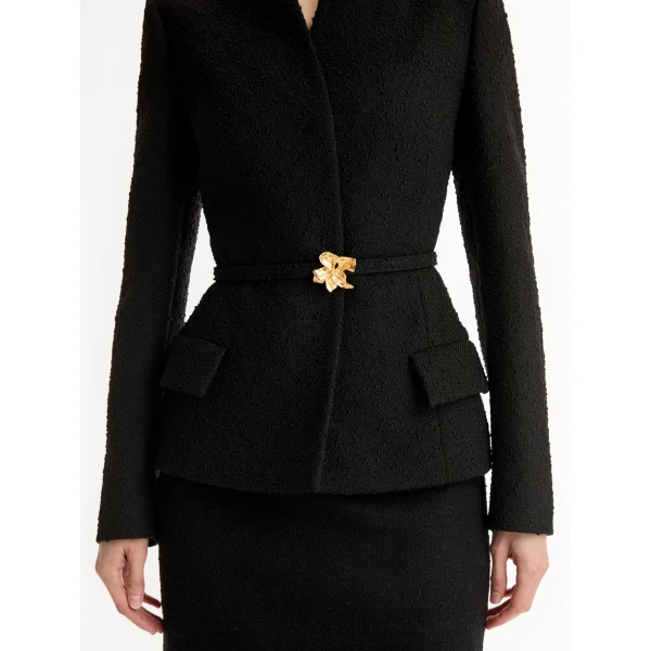 Oscar de la Renta Cyclamen Belt Tweed Jacket - Jackets - American Luxury Evening Wear at Luxury Shoes 
