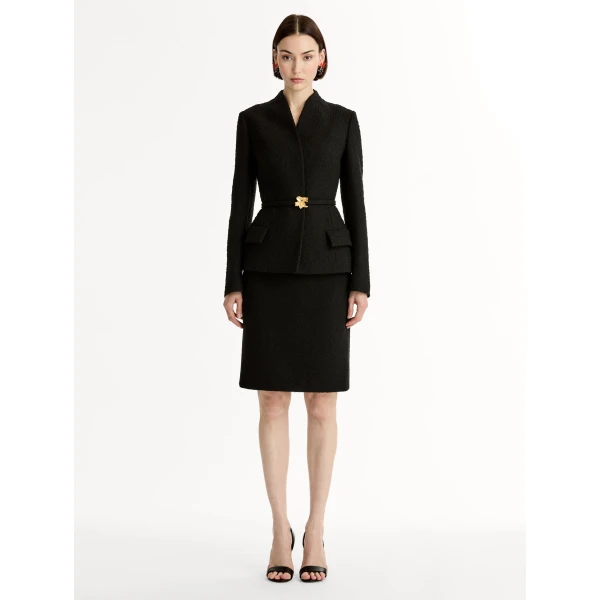 Oscar de la Renta Cyclamen Belt Tweed Jacket - Jackets - American Luxury Evening Wear at Luxury Shoes 