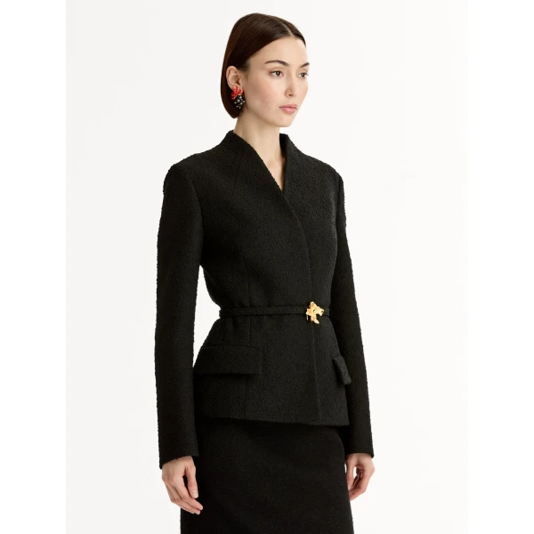 Oscar de la Renta Cyclamen Belt Tweed Jacket - Jackets - American Luxury Evening Wear at Luxury Shoes 