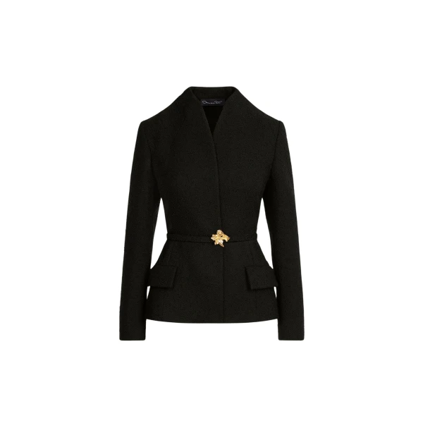 Oscar de la Renta Cyclamen Belt Tweed Jacket - Jackets - American Luxury Evening Wear at Luxury Shoes 