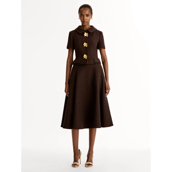 Oscar de la Renta Cyclamen Button Tweed Jacket - Jackets - American Luxury Evening Wear at Luxury Shoes 