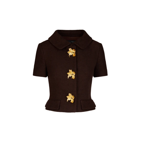 Oscar de la Renta Cyclamen Button Tweed Jacket - Jackets - American Luxury Evening Wear at Luxury Shoes 