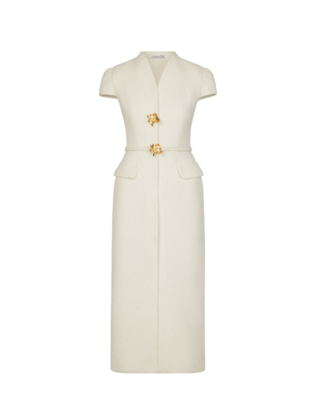 Oscar de la Renta Cyclamen-Detailed Wool Tweed Dress - Dresses - American Luxury Evening Wear at Luxury Shoes 