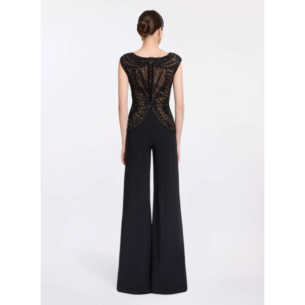 Elie Saab Bead Embroidered Cady Jumpsuit in Black featuring  – Luxury Designer Fashion at Luxury Shoes .