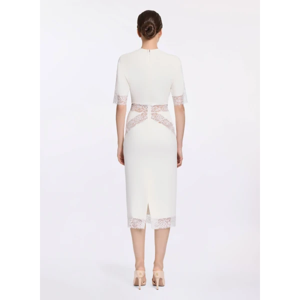 Elie Saab Cady And Lace Dress in White featuring  – Luxury Designer Fashion at Luxury Shoes .