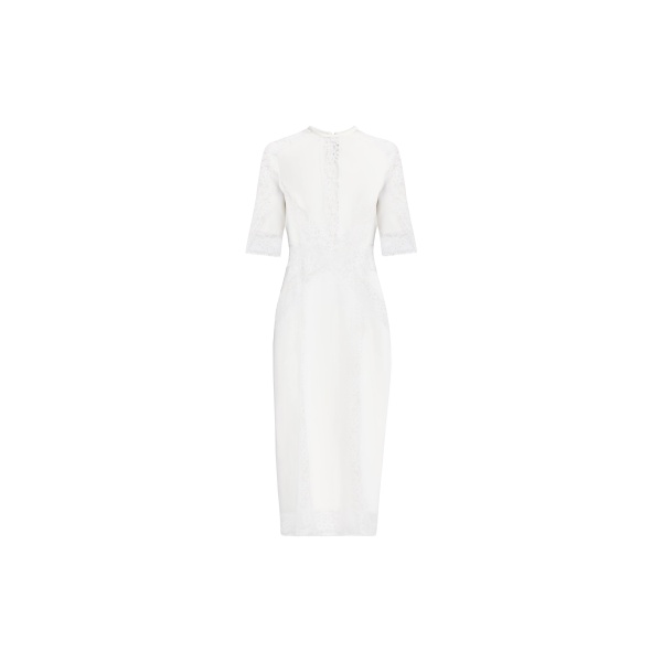 Elie Saab Cady And Lace Dress in White featuring  – Luxury Designer Fashion at Luxury Shoes .