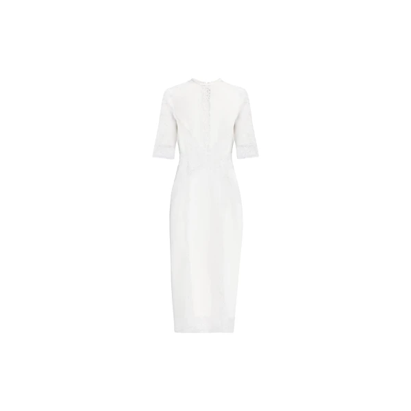Elie Saab Cady And Lace Dress in White featuring  – Luxury Designer Fashion at Luxury Shoes .