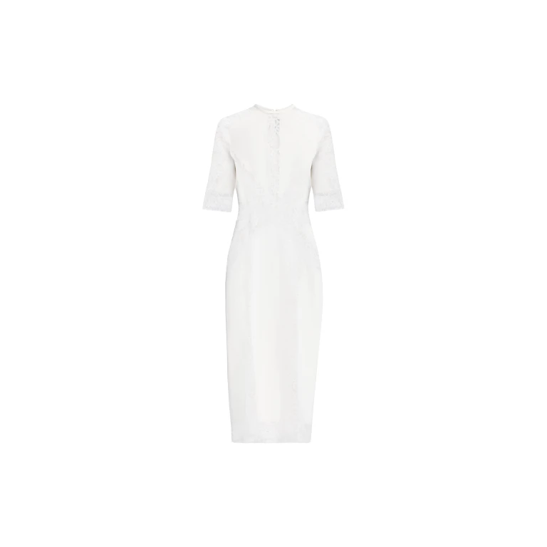 Elie Saab Cady And Lace Dress in White featuring  – Luxury Designer Fashion at Luxury Shoes .