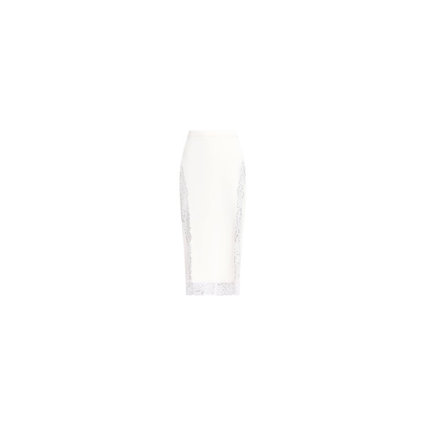 Elie Saab Cady And Lace Skirt in White featuring 43% Cotton