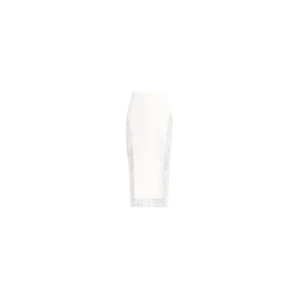 Elie Saab Cady And Lace Skirt in White featuring 43% Cotton