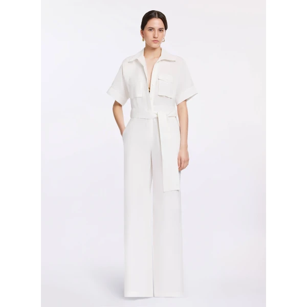Elie Saab Cotton Jumpsuit in White featuring 100% Cotton – Luxury Designer Fashion at Luxury Shoes .