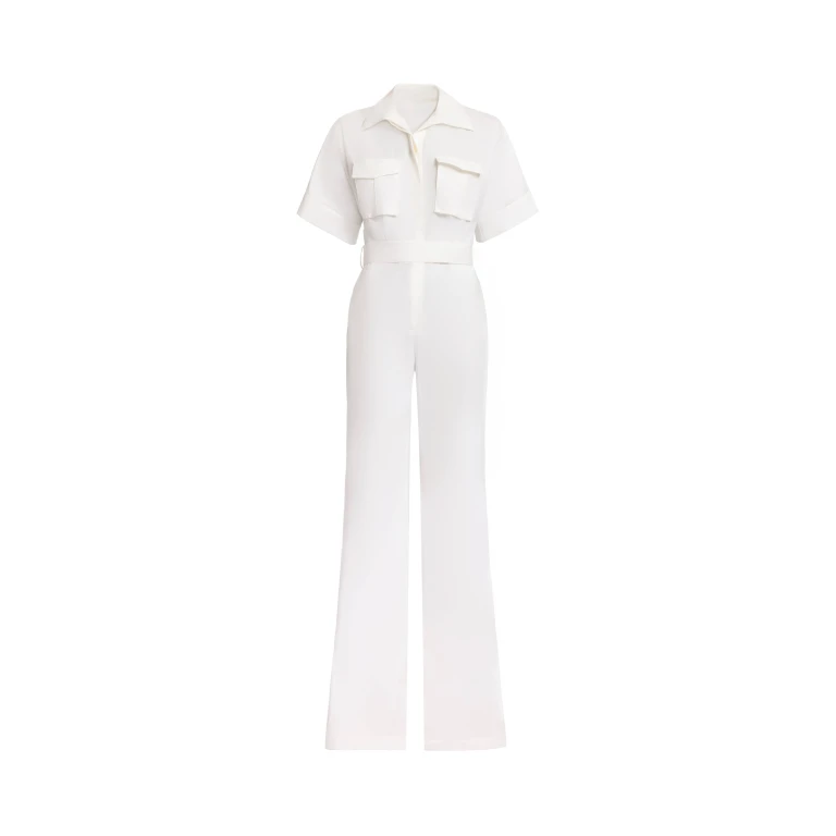 Elie Saab Cotton Jumpsuit in White featuring 100% Cotton – Luxury Designer Fashion at Luxury Shoes .