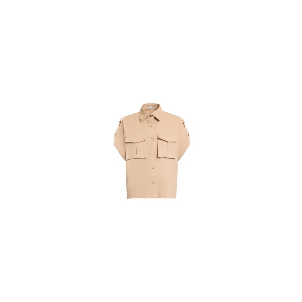 Elie Saab Drill Shirt in Brown featuring  – Luxury Designer Fashion at Luxury Shoes .
