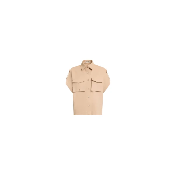 Elie Saab Drill Shirt in Brown featuring  – Luxury Designer Fashion at Luxury Shoes .