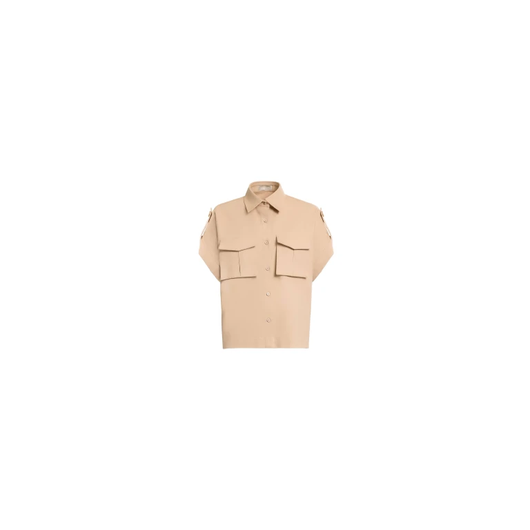 Elie Saab Drill Shirt in Brown featuring  – Luxury Designer Fashion at Luxury Shoes .