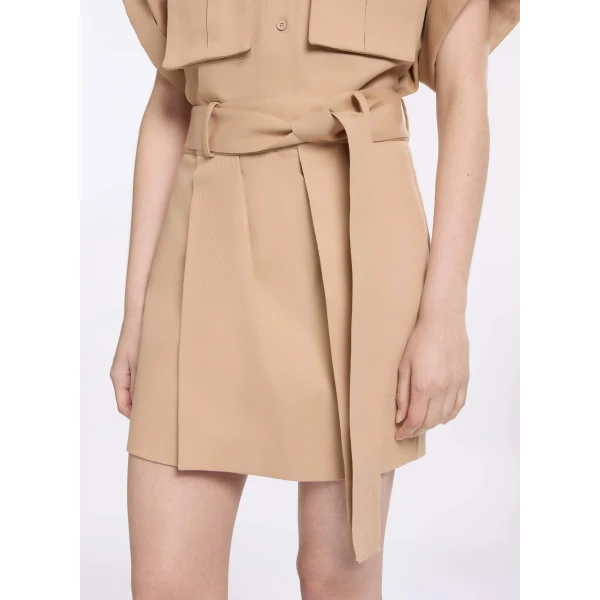 Elie Saab Drill Skirt in Brown featuring 57% Polyester
