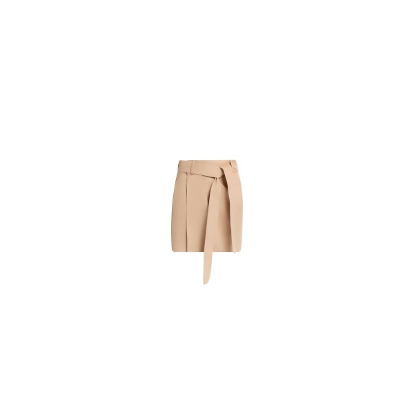 Elie Saab Drill Skirt in Brown featuring 57% Polyester