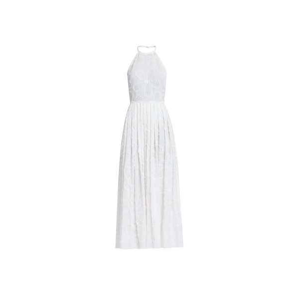 Elie Saab Embroidered Cotton Midi Dress in White featuring 55% Cotton