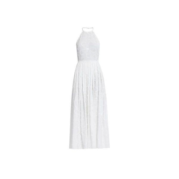 Elie Saab Embroidered Cotton Midi Dress in White featuring 55% Cotton