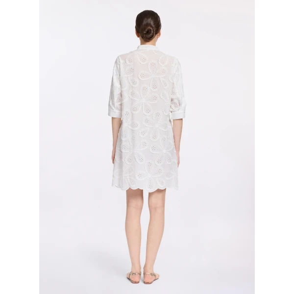 Elie Saab Embroidered Cotton Short Dress in White featuring  – Luxury Designer Fashion at Luxury Shoes .