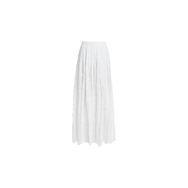 Elie Saab Embroidered Cotton Skirt in White featuring 55% Cotton