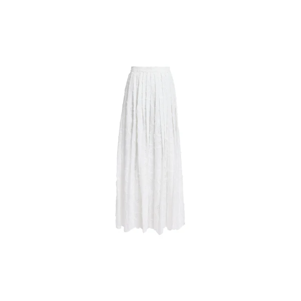 Elie Saab Embroidered Cotton Skirt in White featuring 55% Cotton