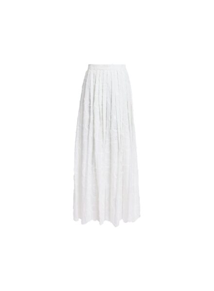 Elie Saab Embroidered Cotton Skirt in White featuring 55% Cotton