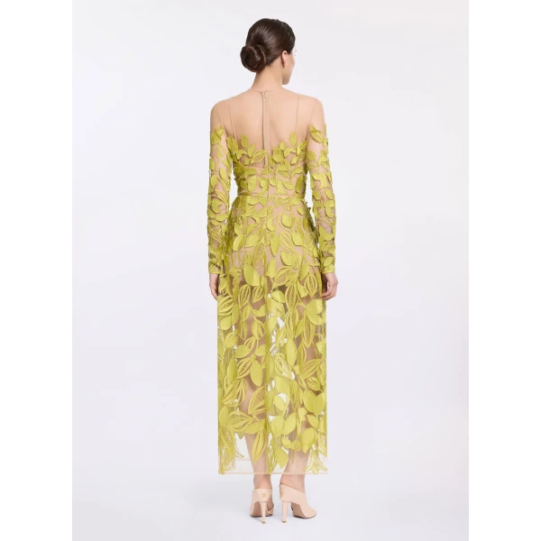 Elie Saab Embroidered Tulle Dress in Green featuring  – Luxury Designer Fashion at Luxury Shoes .