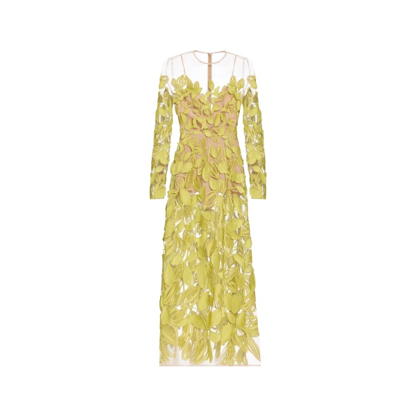 Elie Saab Embroidered Tulle Dress in Green featuring  – Luxury Designer Fashion at Luxury Shoes .
