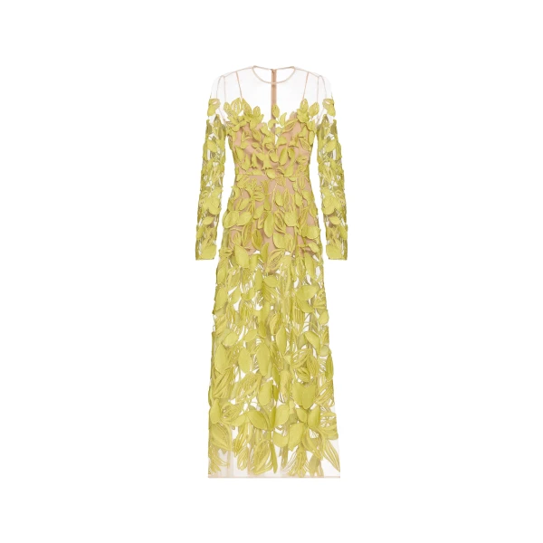 Elie Saab Embroidered Tulle Dress in Green featuring  – Luxury Designer Fashion at Luxury Shoes .
