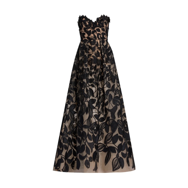 Elie Saab Embroidered Tulle Gown in Black featuring 30% Polyamide