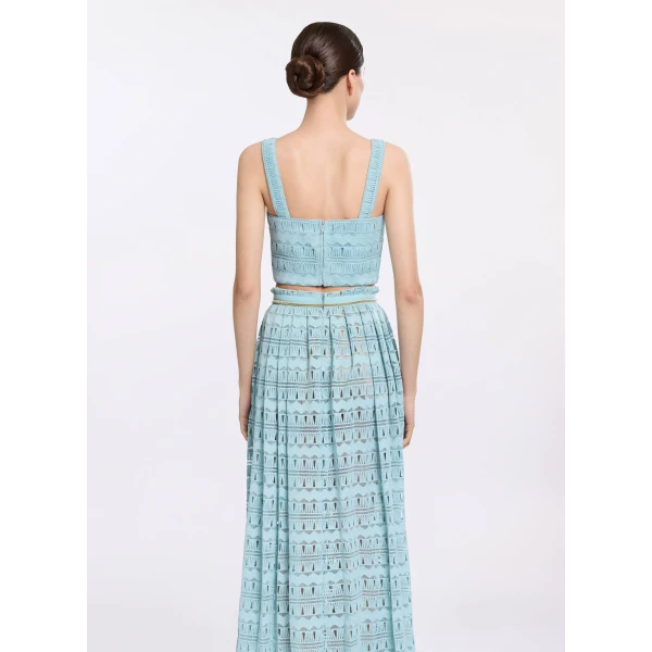 Elie Saab Macramé Crop Top in Blue featuring  – Luxury Designer Fashion at Luxury Shoes .