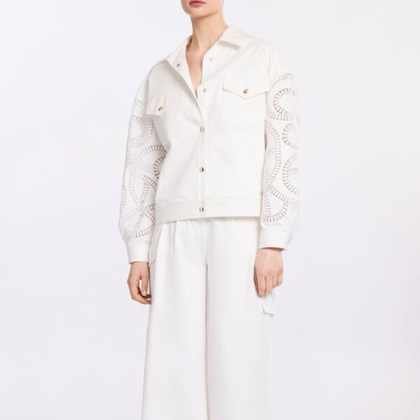 Elie Saab Macramé Embroidered Drill Jacket, view 2