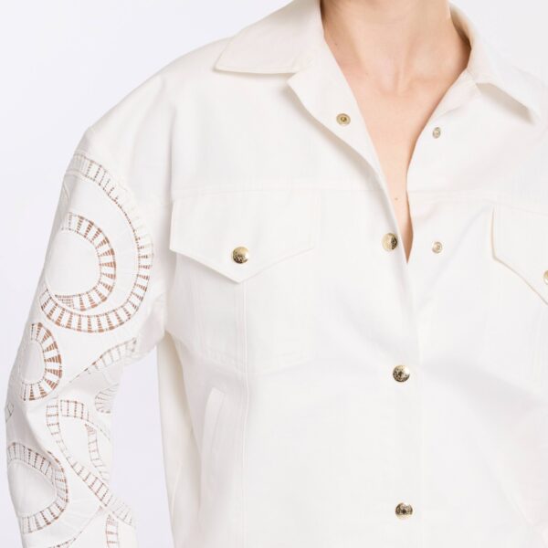 Elie Saab Macramé Embroidered Drill Jacket, view 5