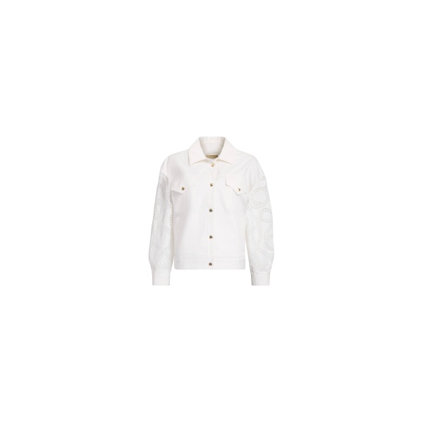 Elie Saab Macramé Embroidered Drill Jacket in White featuring  – Luxury Designer Fashion at Luxury Shoes .