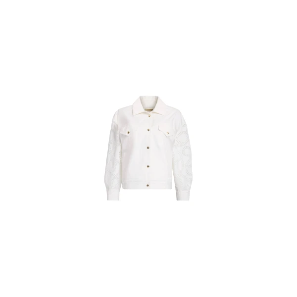 Elie Saab Macramé Embroidered Drill Jacket in White featuring  – Luxury Designer Fashion at Luxury Shoes .