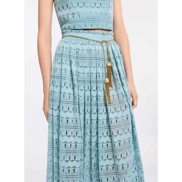 Elie Saab Macramé Skirt in Blue featuring  – Luxury Designer Fashion at Luxury Shoes .