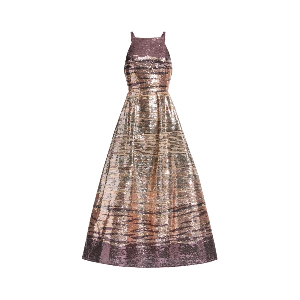 Elie Saab Sequin Embroidered Midi Dress in Multicolour featuring 31% Polyamide