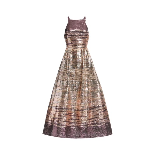 Elie Saab Sequin Embroidered Midi Dress in Multicolour featuring 31% Polyamide