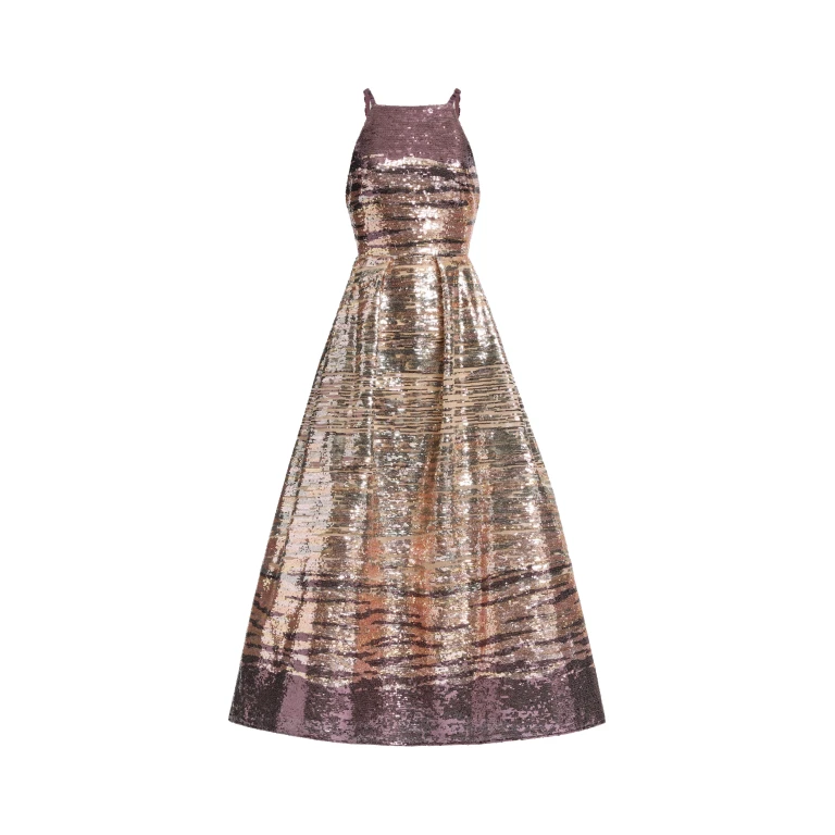Elie Saab Sequin Embroidered Midi Dress in Multicolour featuring 31% Polyamide