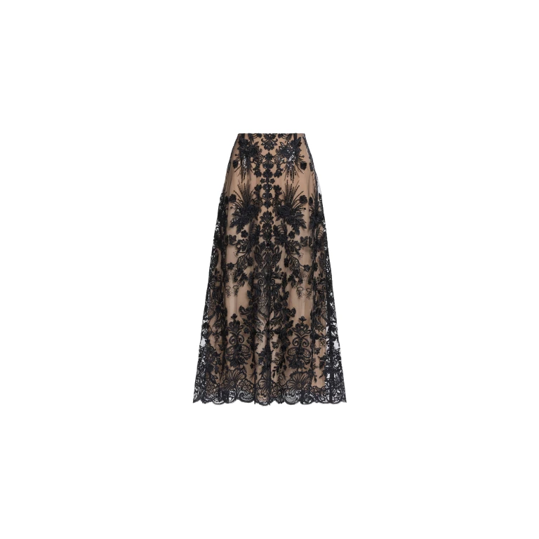 Elie Saab Sequin Embroidered Skirt in Black featuring 48% Silk