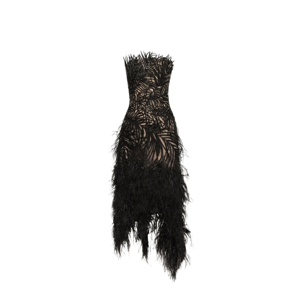 Oscar de la Renta Feather Embroidered Cocktail Dress - Dresses - American Luxury Evening Wear at Luxury Shoes 